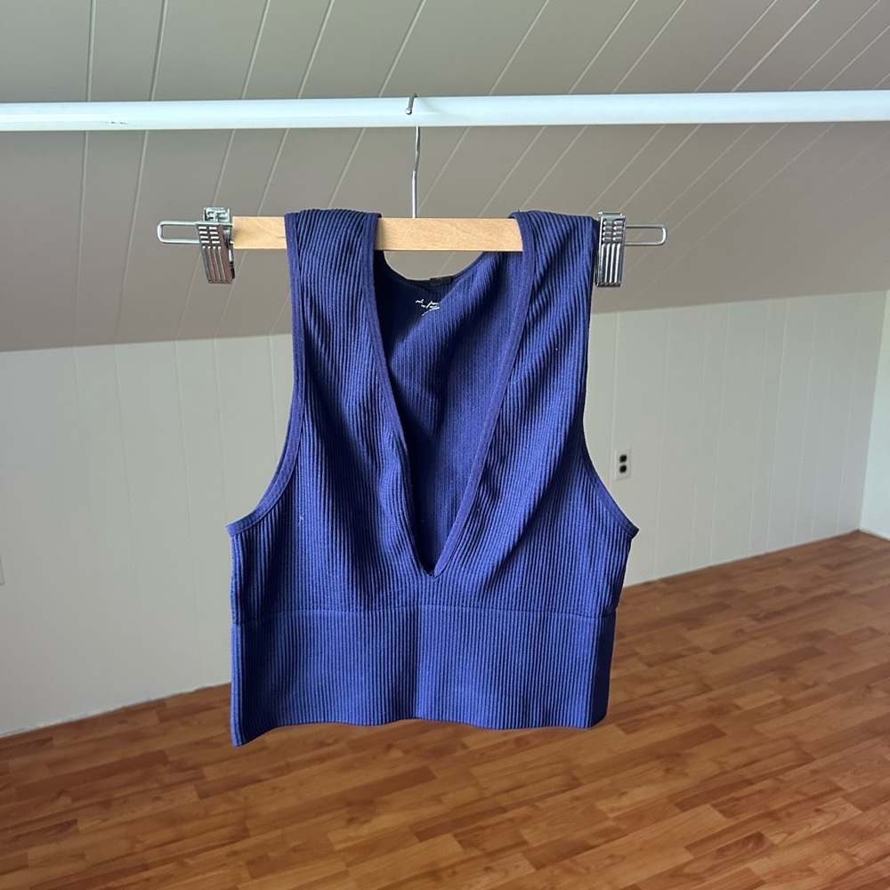 Urban Outfitters Deep Blue Ribbed Tank Top